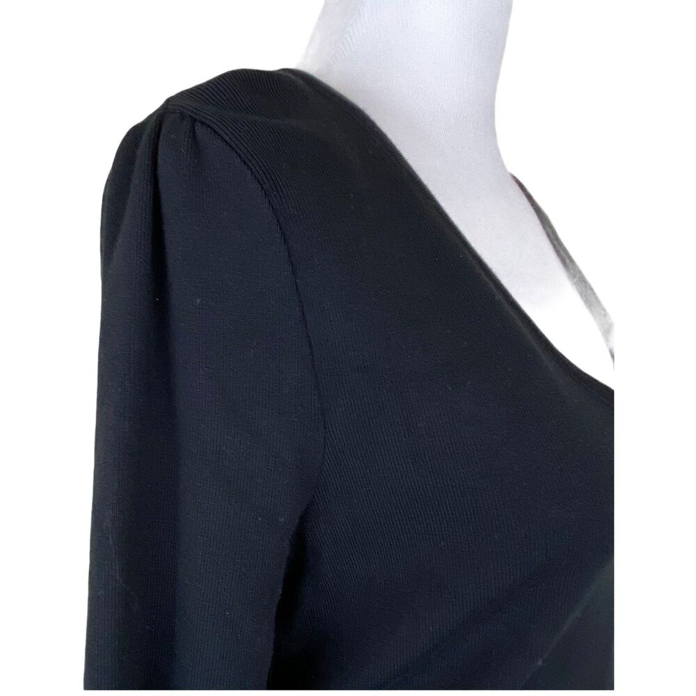 INC International Concepts Black Tunic Sweater Large V-Neck Long Sleeve No Belt - Picture 4 of 11